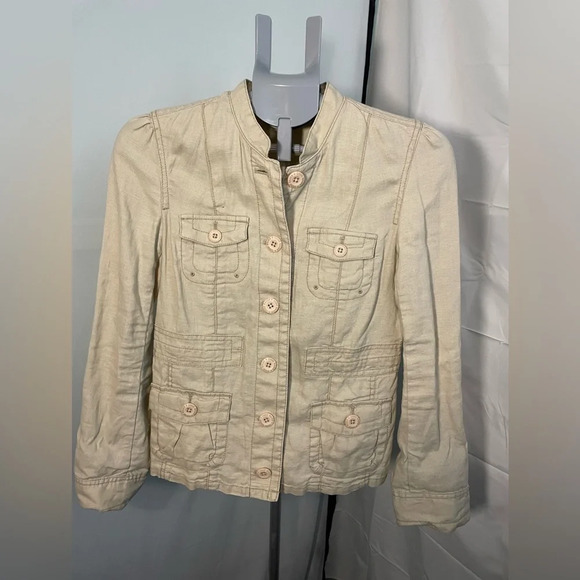 Eddie Bauer 100% linen vintage utility military jacket - Picture 1 of 15